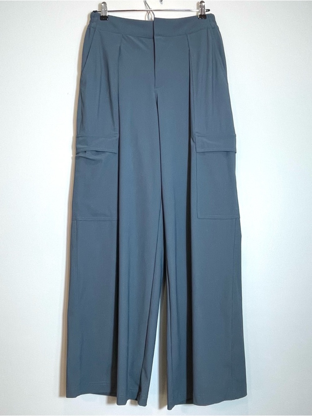 Athleta Wide-Leg Cargo Pants in Slate Blue-Green